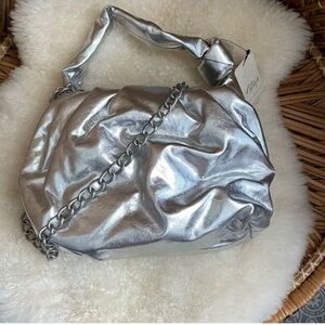 Free People Silver Metallic Shoulder Bag